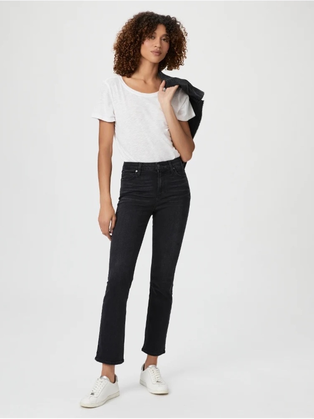 PAIGE Cindy Willow Wash Black Straight Jeans for Women 28